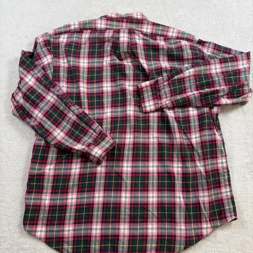 Polo Ralph Lauren Blake Mens XL Pink Green Plaid Cotton Button Down Shirt Preppy